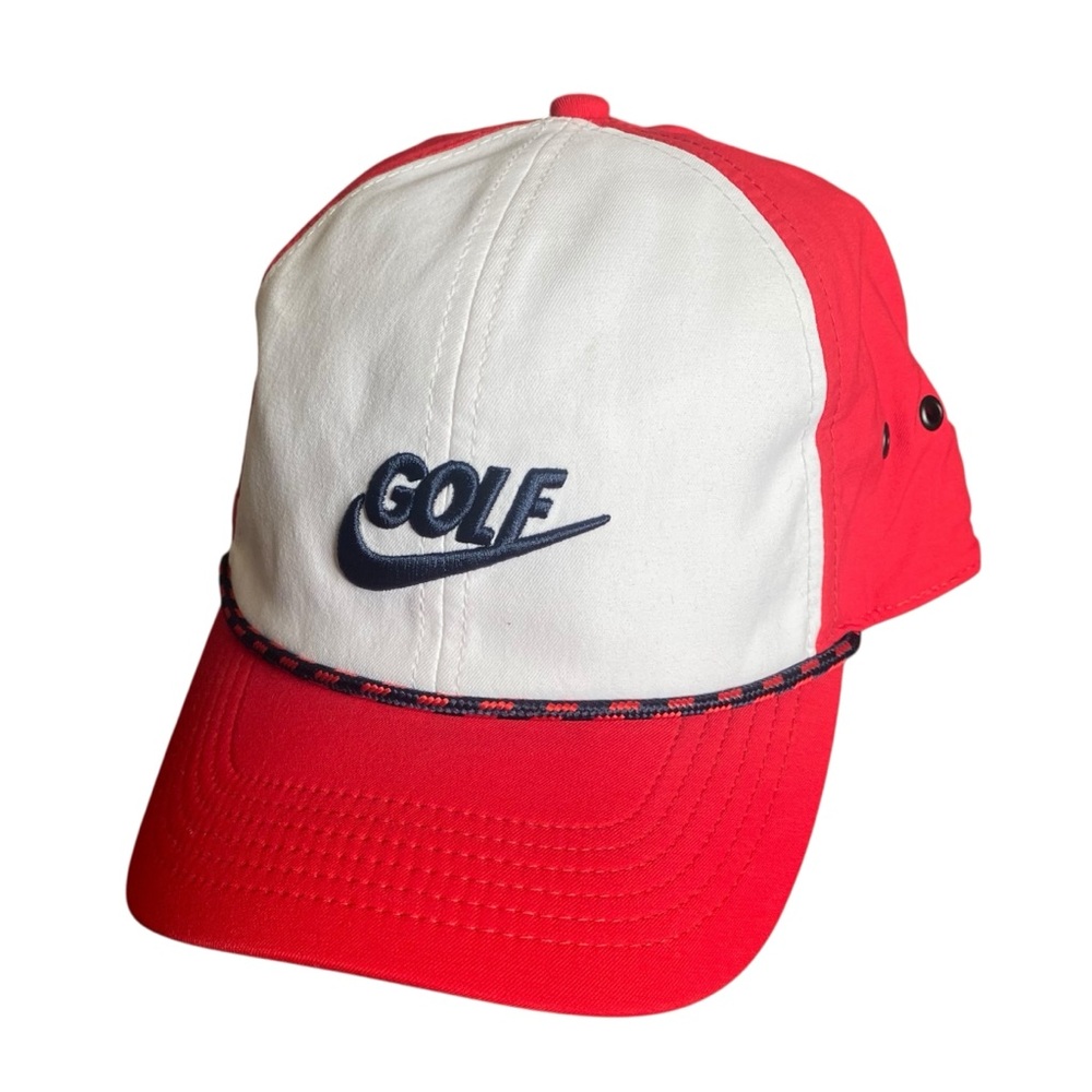 Nike Golf Heritage 99 Rope Hat Red Adjustable Performance Aerobill Dri Fit